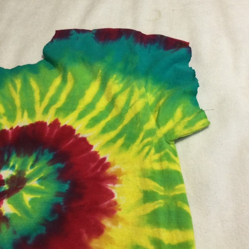 San Francisco Tie Dye Fringe Crop Top Rainbow Spiral Festival Shirt Mens XL - Picture 6 of 6